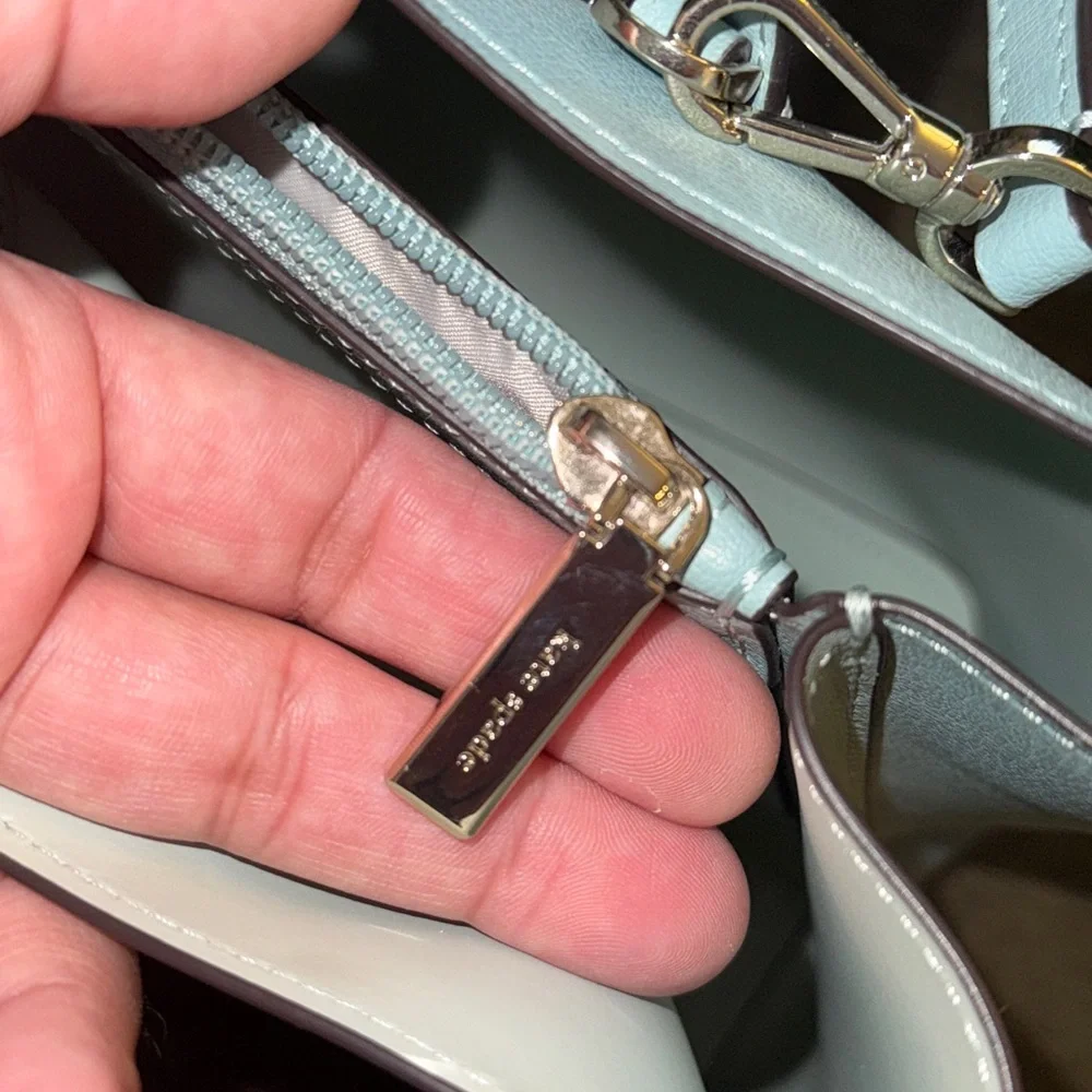 Gorgeous like new med Kate Spade Harper leather tote bag with flower bag charm. - Picture 7 of 10